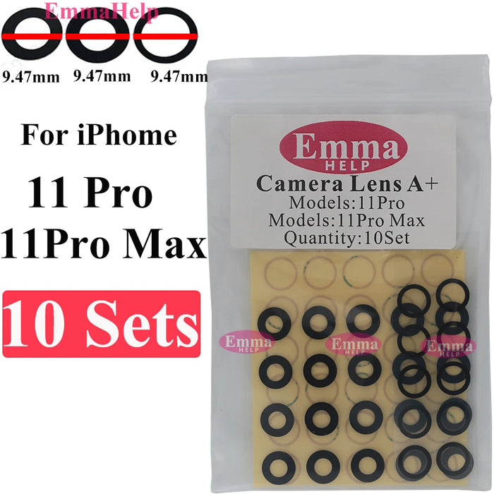 EmmaHelp 10set Back Camera Glass for iPhone 15 14 13 XR X XS SE 7 8 11 12 Pro Max Rear camera Lens Cover replacement Sticker A+