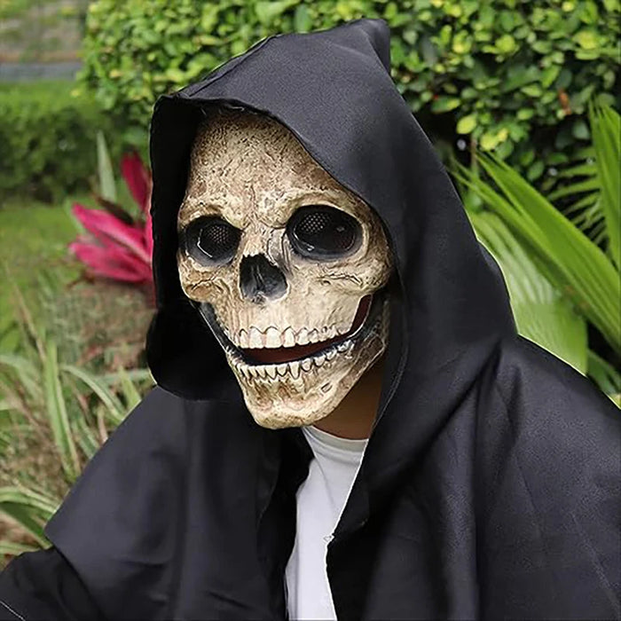 Halloween Skull Masks  LED Eyes Glowing Mouth Movable Horror Skull Head Mask Skull Full Head Bone Cover Haunted House Props