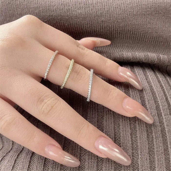 Tiny Delicate Micro Pave Zircon Rings For Women Trendy Chic Crystal Daily Dating Women's Stackable Ring Fashion Jewelry