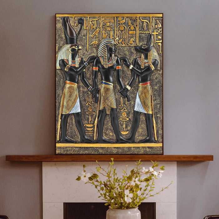 Black Golden Ancient Egyptian Art Prints 3D Posters Pharaoh And His Maidens Canvas Wall Painting For Room Decorative Pictures