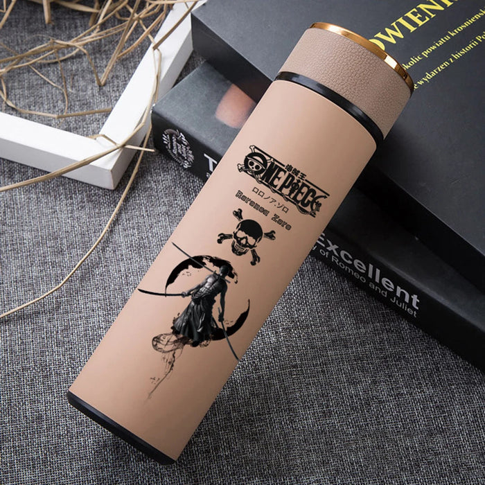 One Piece 304 Stainless Steel Thermos Cup Pattern Luffy Roronoa Zoro Action Figure High Capacity Water Cup