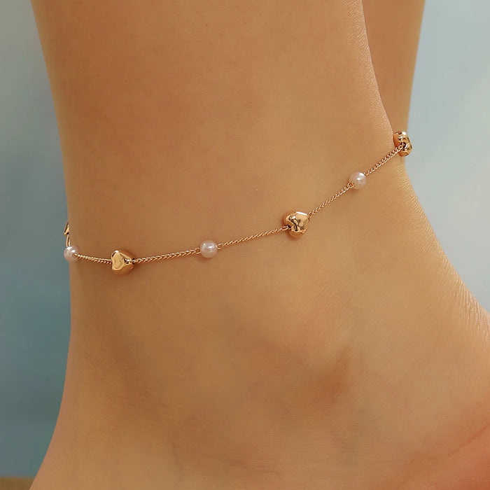 Kinitial Exquisite and fashionable laser plated anklet, love and freshwater pearl anklet as an anniversary gift for her