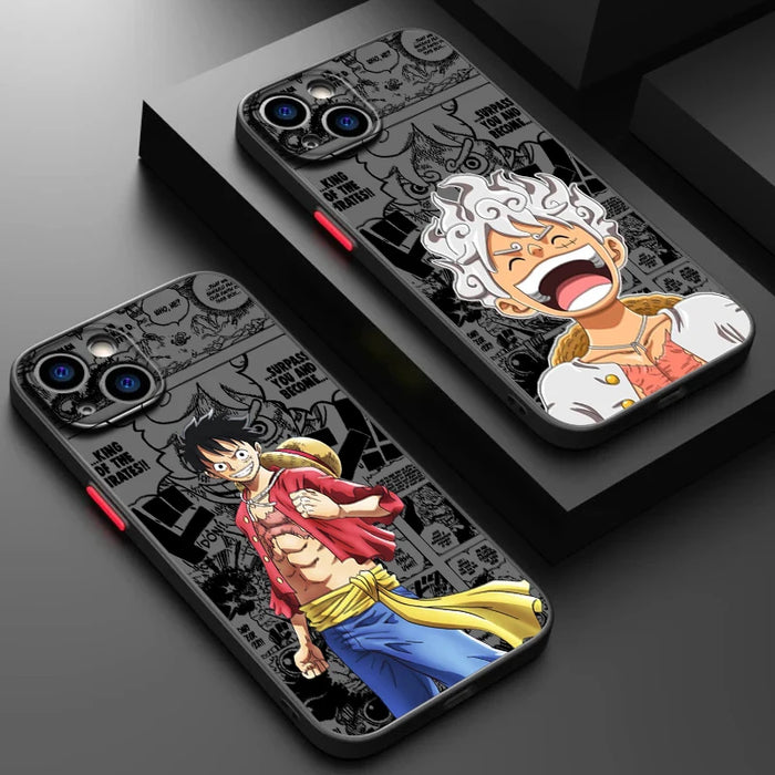 Luxury Anime One Piece Luffs Frosted Translucent For Apple iPhone 15 14 13 12 Pro Max Plus Mini Cover