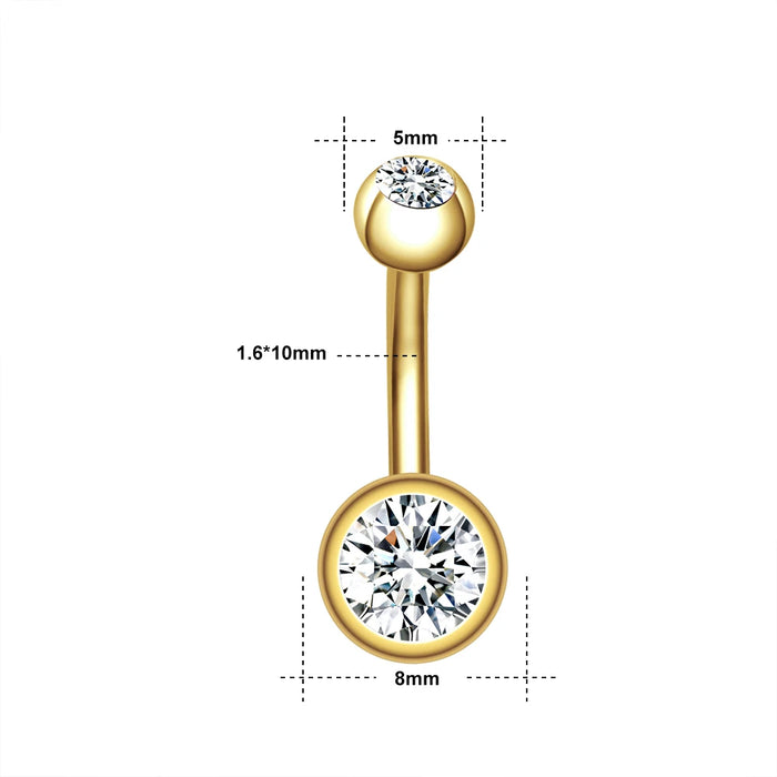 1Pc Gold Color Stainless Steel Belly Ring Flower Heart Shaped CZ Crystal Navel Belly Button Rings Butterfly Navel Piercings 14G