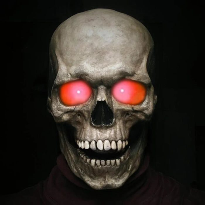 Halloween Skull Masks  LED Eyes Glowing Mouth Movable Horror Skull Head Mask Skull Full Head Bone Cover Haunted House Props