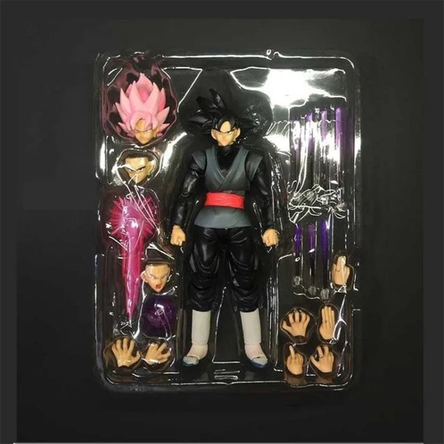 14cm Anime Dragon Ball Black Goku Zamasu Action Figure  Super Saiyan Movie Version Dbz Model With Multiple Accessories Toys