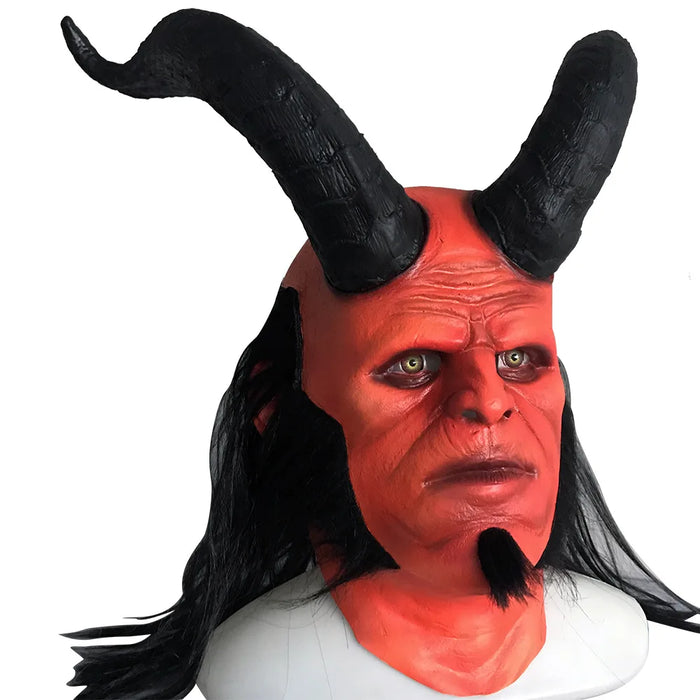 Movie Hellboy Mask Cosplay Rise of the Blood Mask Queen Ox Horn Mask Adult Gloves Latex Hand Gauntlet Halloween Party Props