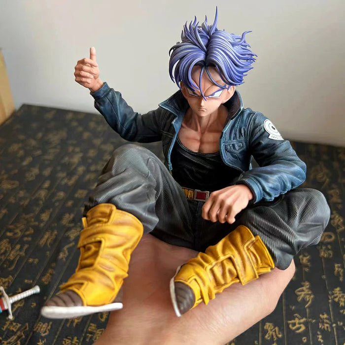 Dragon Ball Trunks Action Figure Statue 16cm PVC Ornaments Anime Super Saiyan Sitting Position Torankusu Figurine Model Toys