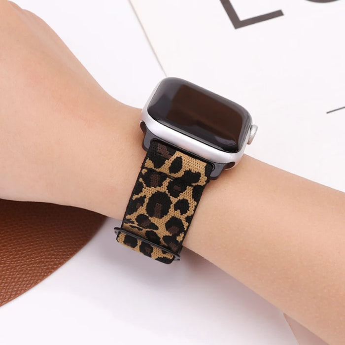 Nylon Strap for Apple watch band 41mm 40mm 44mm 45mm 49mm 42mm 38mm Elastic Leopard bracelet iWatch series 8 7 se 6 5 3 Ultra