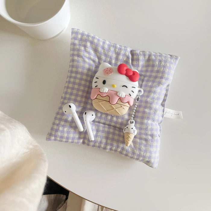 For Airpods Pro 2 Case,Hello Kitty Ice Cream Style For Airpods 3 Case,Soft Silicone Earphone Cover For Airpods Pro