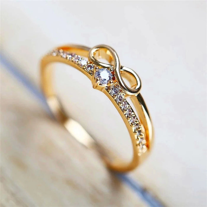 Huitan Fancy Infinity Ring for Women Modern Fashion Design Daily Wear Chic Finger Accessories Girl Gift Statement Jewelry