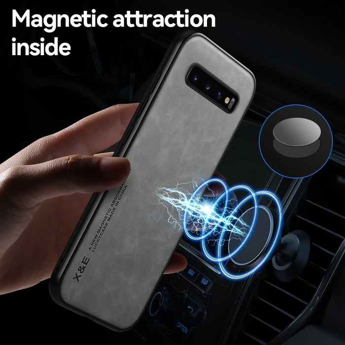 For Samsung Galaxy S8 S9 S10 Plus Case Luxury Leather Magnetic Car Holder Phone Case For Samsung S10E Note 8 9 10 Back Cover